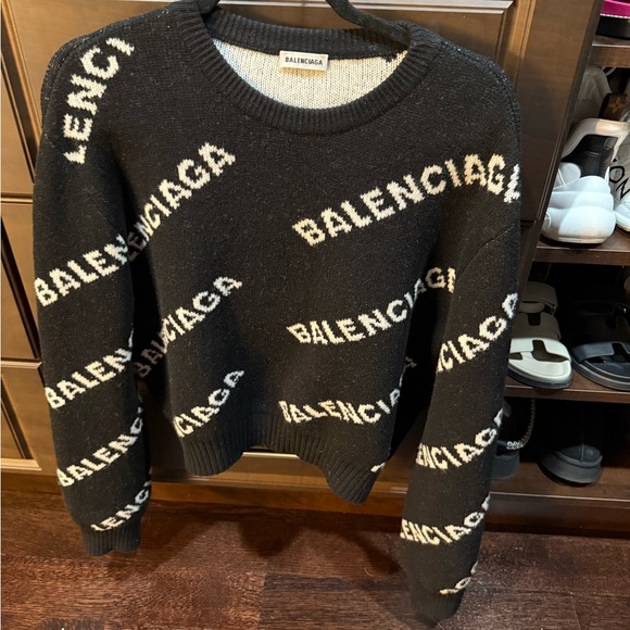 Balenciaga Black and White Logo Sweater